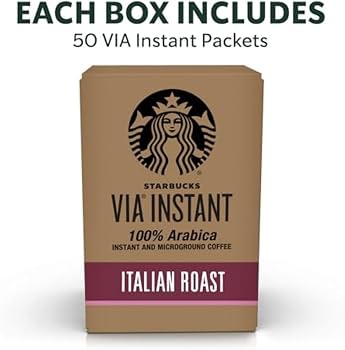 Starbucks VIA Instant Coffee, Dark Roast Coffee, Italian Roast, 100% Arabica, Single-Serve, 1 Box (50 Packets) : Grocery & Gourmet Food