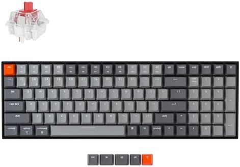 Keychron K4 96% Layout 100 Keys Wireless Bluetooth 5.1/Wired USB Mechanical Gaming Keyboard with Keychron Super Brown Switch White LED Backlight N-Key Rollover for Mac Windows PC-Version 2