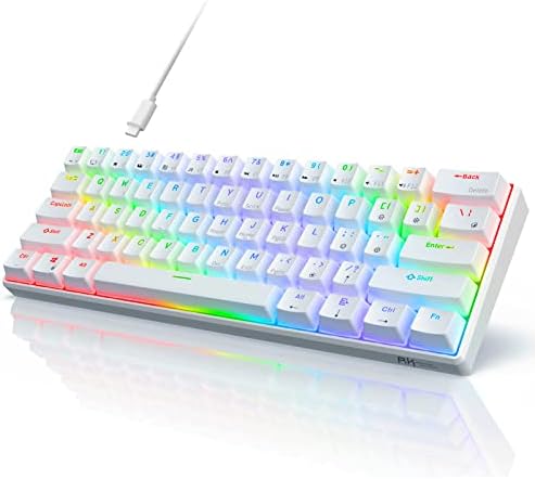 RK ROYAL KLUDGE RK61 Wired 60% Mechanical Gaming Keyboard, Compact PC Game Keyboards with QMK/VIA Programmable RGB Backlit, Hot Swappable Custom Keyboard for Win/Mac, Pre-lubed Red Switch, White : Video Games