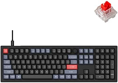 Keychron V6 Wired Custom Mechanical Keyboard Knob Version, Full-size QMK/VIA Programmable Macro with Hot-swappable Keychron K Pro Brown Switch Compatible with Mac Windows Linux Black (Non-Transparent)