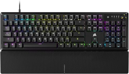 CORSAIR K70 CORE RGB Mechanical Wired Gaming Keyboard with Palmrest, Pre-Lubed MLX Red Linear Switches, SOCD, ABS Double-Shot Keycaps, Sound Dampening, Media Control Dial, QWERTY NA, Black