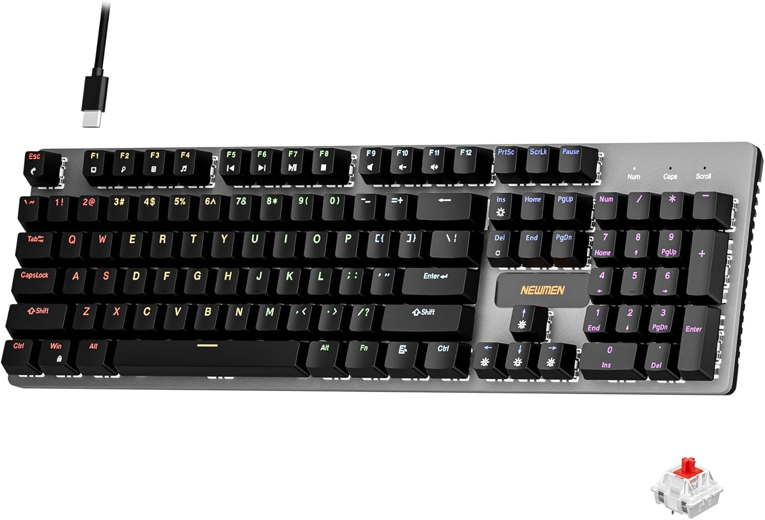 Newmen GM325Pro Mechanical Keyboard,Gaming Keyboard 104 Keys Red Switches