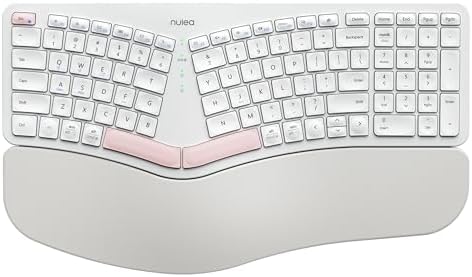 Nulea Ergonomic Split Keyboard Wireless Cushioned Wrist Rest Rechargeable