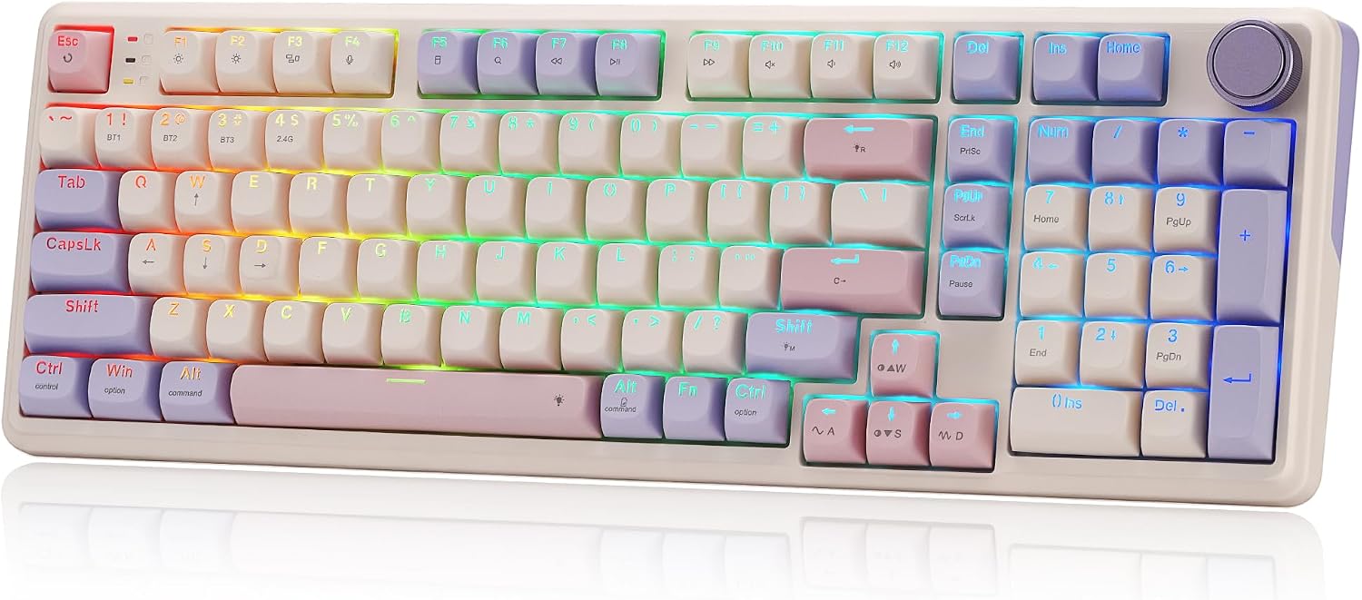 Redragon K768 PRO Wireless 100-Key Gasket Gaming Keyboard, Knob + 8000mAh