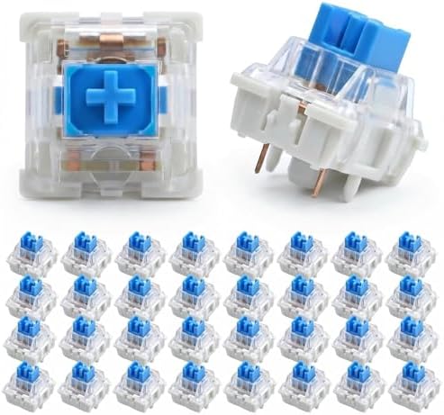 30Pcs Clicky 3-Pin Blue Mechanical Keyboard Switches, Tactile for DIY Toys