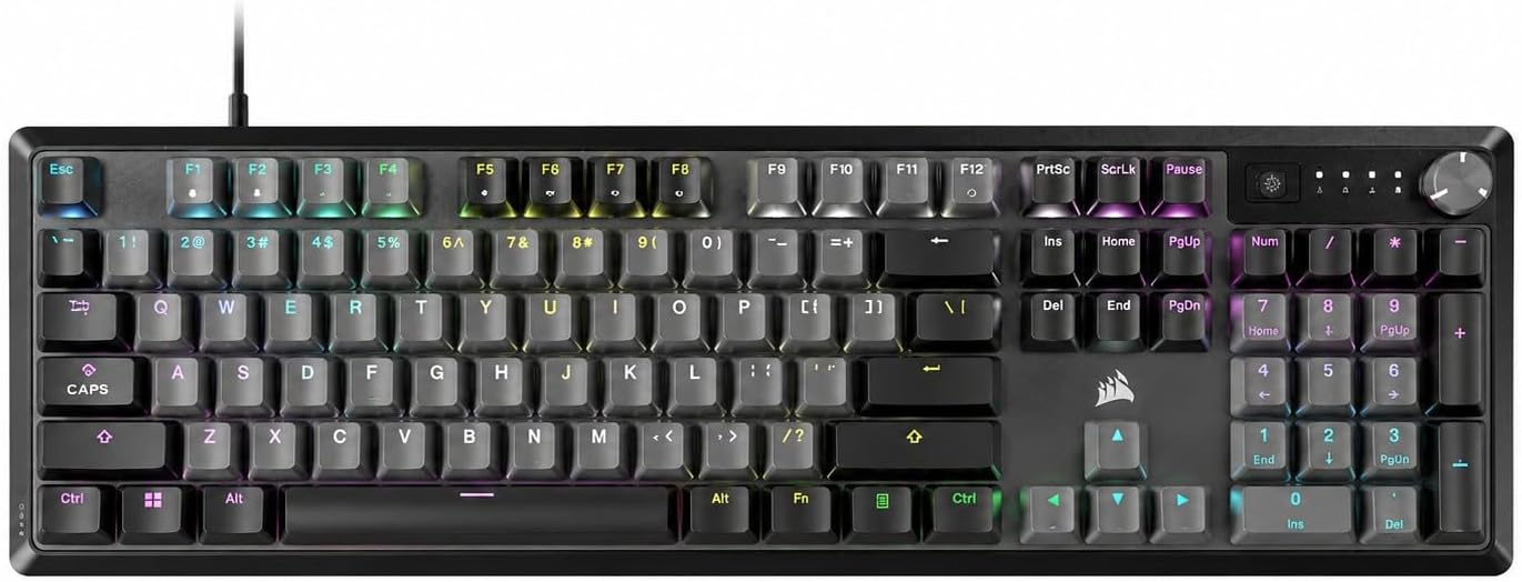 Corsair K70 CORE RGB Mechanical Wired Gaming Keyboard-Pre-Lubed MLX Red Linear Switches, SOCD, ABS Double-Shot Keycaps, Media Control Dial,1000Hz Polling,NO Plam Rest, QWERTY NA–Steel Grey (Renewed)